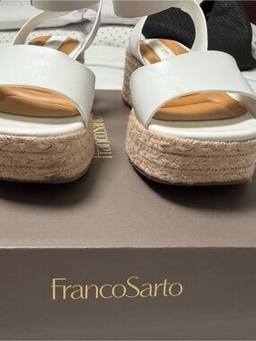 Franco Sarto White Espadrille Platform Wedge Sandals